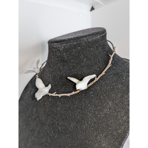 Lladro 01010068 MAGIC FOREST CHOKER #0068 16.5" White 3 Birds on Branch Necklace - Picture 8 of 8